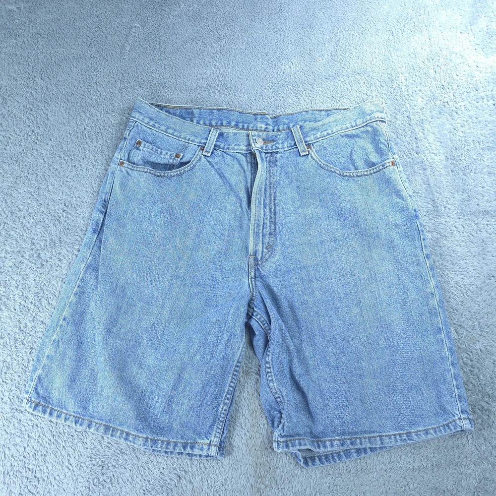 Levis 550 Denim Shorts Mens 36 Blue Relaxed Fit Bermuda Light Wash 12 Inseam